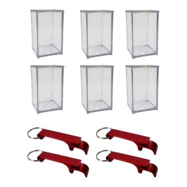 Imagem de Kit 6 Porta Lápis Acrílico Com 10 Abridor Garrafa Vermelho - RUSSO ART
