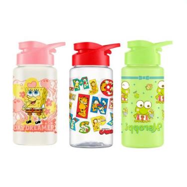 Imagem de Kit 3 Garrafinha Infantil 500ml Tampa Higiênica Meninas Super Poderosa
