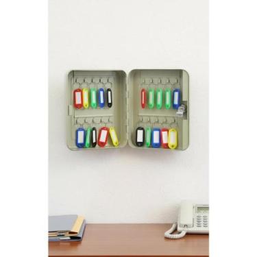 Imagem de Cofre Porta Chaves 20 Ganchos Cinza 20x16x8cm - Congratulations Store