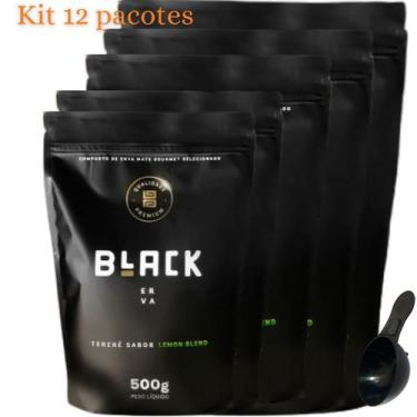 Imagem de Kit com 12 Pacotes Black Erva Mate Tereré 500G Acompanha Scoop Colher 