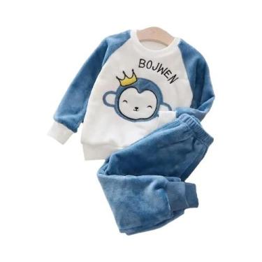 Imagem de Conjuntos De Pijamas De Flanela Coral Para Meninos E Meninas, 2 Peças,