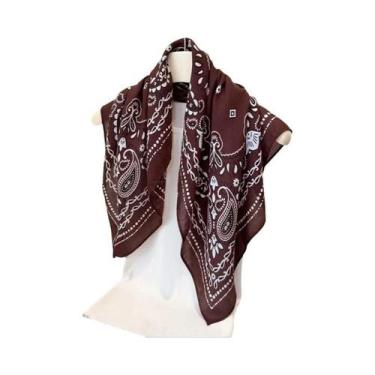 Imagem de Lenço De Cabeça Feminino 65x65cm Com Estampa Paisley, Toque De Algodão