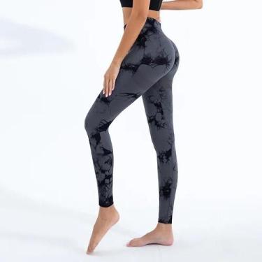 Imagem de Leggings Femininas De Cintura Alta Com Estampa Tie-dye, Sem Costura, C