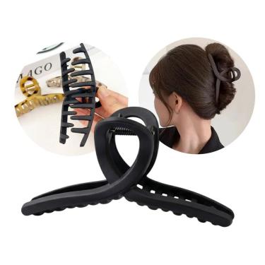 Imagem de Prendedor de Cabelo Ricca Loop Grande Plástico Preto Adulto 13.50CM