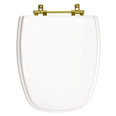 Imagem de Assento Sanitário Monte Carlo Branco para vaso Deca Com Ferragem Dourada
