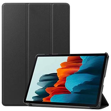 Imagem de Capa do caso da tabuleta. Para Samsung Galaxy Tab S7 11 polegadas 2020 T870 / 875 Tablet Case Lightweight Trifold Stand PC Difícil Coverwith Trifold & Auto Wakesleep (Color : Black)