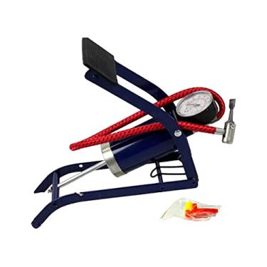 Imagem de Bomba Pedal De Encher Pneus De Carro Bicicleta Moto Bola Colchões De Ar Piscinas Infláveis Alta Pressão Azul Com Medidor de Pressão Atpe 100 Libras por Polegada
