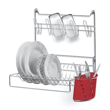 Imagem de Secador De Pratos Dobrável De Parede Vermelho