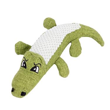 Imagem de Brinquedos de mastigar para cães de pelúcia brinquedo de mastigar fofo em forma de crocodilo, brinquedo molar para animais de estimação, brinquedo interativo para cães pequenos e médios [verde] brinquedos de mastigar