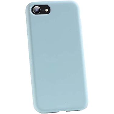 Imagem de HAODEE Capa de silicone líquido para Apple iPhone SE3 (2022) 4,7 polegadas, capa traseira macia à prova de choque [proteção de tela e câmera], roxo (cor: azul celeste)