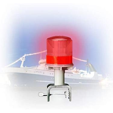 Imagem de KRASS Luzes de navegação solares, luz de trabalho de LED, luzes de barco de 1 km distância visual, IP65, suporte destacável, para pequenos barcos, estradas de construção etc, vermelho, colecionador 88