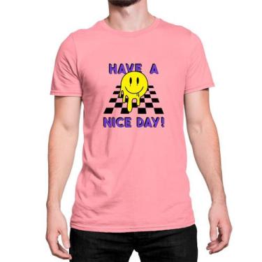 Imagem de Camiseta T-Shirt Have A Nice Day Emoji Sorriso Xadrez - Mecca