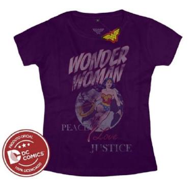 Imagem de Camiseta Camisa Feminina Liga Da Justiça Mulher Maravilha - Sideway