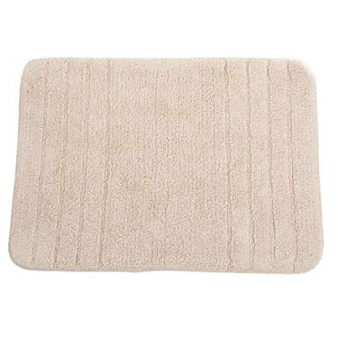 Imagem de Tapete de Banheiro Quarto Algodão Retangular Vizapi Shiva 50x70cm Bege Amêndoa