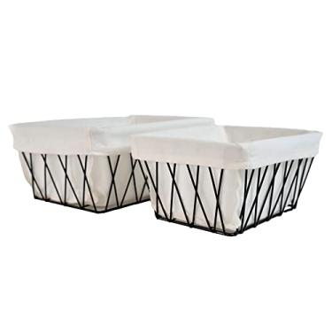 Imagem de Oikos - Kit 2 Cestos Organizadores Multiuso Aramados com Forro