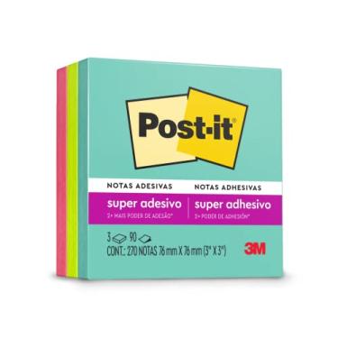Imagem de Post-it, 3M, Bloco de Notas Adesivas, Coleção Supernova, Neon, 76x76mm, 270 folhas