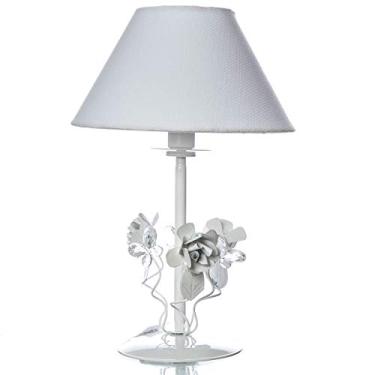 Imagem de Potinho de Mel Abajur Metal Floral Quarto Bebê Infantil Menina Branco