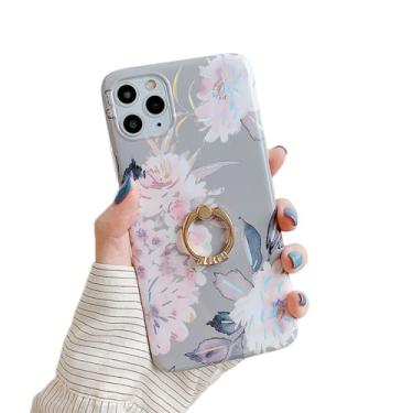 Imagem de ZiEuooo Capa de telefone de silicone de flor requintada tendência para Samsung Galaxy Note 20 10 Ultra Pro M21 M30 Shell com suporte de anel popular capa traseira fina leve (flor A, nota 20)