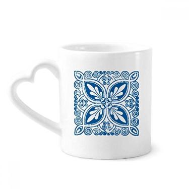 Imagem de Blue Talavera Flor Ilustração Caneca Café Cerâmica Copos Copo Coração Vidro