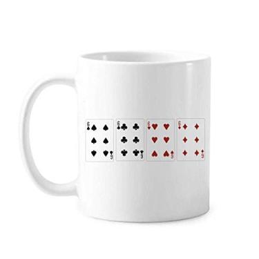 Imagem de Caneca de cerâmica com 6 corações e pá com estampa de clube de diamantes cerâmica para café e porcelana