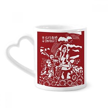 Imagem de Caneca de Dia dos Professores de Corte de Papel China Café Cerâmica Copos Copo de Coração de Vidro