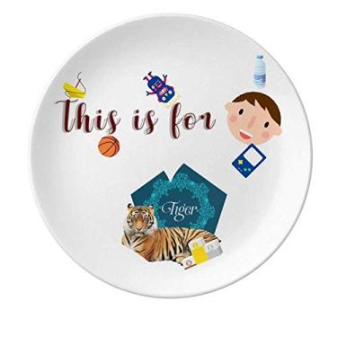 Imagem de Prato de porcelana Star Feline Tigre Prato redondo para jantar Menino Homem