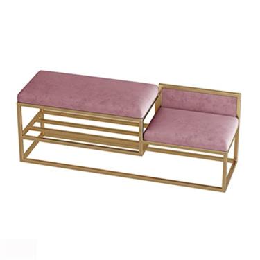 Imagem de Banco de sapatos, prateleira organizadora de armazenamento de sapatos de entrada com assento almofadado de couro, sapateira de 2 camadas para sala de estar rosa /1423 (Color : Onecolor, Size : 100cm