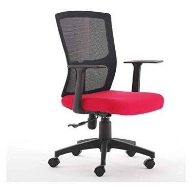 Imagem de cadeira de escritório Mesa de malha e cadeira Cadeira de escritório Elevador ergonômico Cadeira giratória Encosto Cadeira de computador Cadeira de conferência Cadeira de trabalho (cor: vermelho rosa,