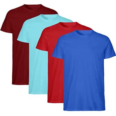 Imagem de Kit com 4 Camisetas Básicas Masculinas Lisas T-Shirt Slim Tee – (GG, Cores Sortidas)