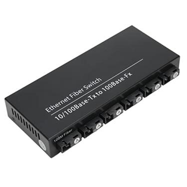 Imagem de Switch de Fibra Ethernet, 100-240V até 25 Km Porta RJ45 Tx1310nm RX1550nm Transceptor de Fibra óptica de 6 Portas para Casa (plugue americano)