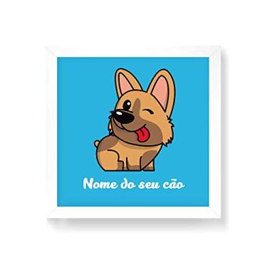 Imagem de Arte Maníacos Quadro Decorativo Pastor Alemão Comic - 50x50cm (Moldura em laca branca)