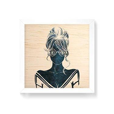 Imagem de Arte Maníacos Quadro decorativo com moldura caixa branca em Madeira - Grl Pwr Óculos - 30x30cm