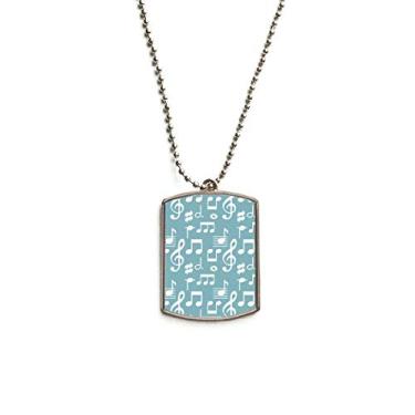 Imagem de DIYthinker Colar para animais de estimação com pingente de corrente de aço inoxidável azul com notas musicais brancas