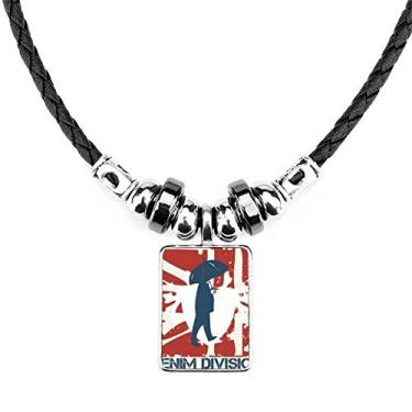 Imagem de DIYthinker Pingente de corda de couro vermelho azul com estampa de guarda-chuva grafite Street colar joia Torque