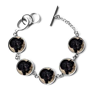 Imagem de DIYthinker Bracelete de cachorro preto Lonely Night com pingente de corrente