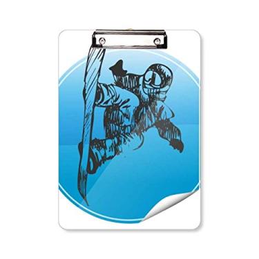 Imagem de Esquis e bastões de esqui para esportes de inverno padrão prancheta pasta, bloco de escrita placa de apoio A4