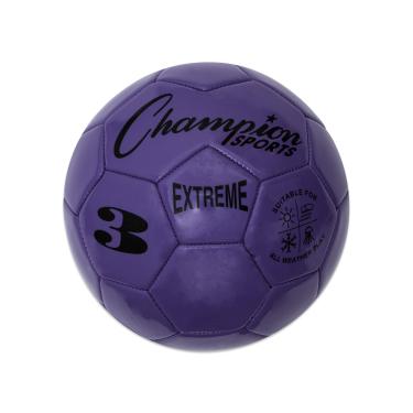 Imagem de Bola de futebol da série Extreme, tamanho 3 – bolas padrão universitárias, profissionais e da liga – todos os climas, toque suave, retenção máxima de ar – para adultos, adolescentes, roxa