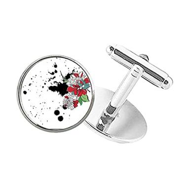 Imagem de DIYthinker Abotoaduras de botões redondos com peônia de flor em aquarela