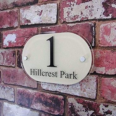 Imagem de Números das Casas Moderna Personalização das Placas do Número das Casas Placas do Número das Portas Efeito de Vidro Personalizado # G678