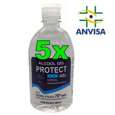 Imagem de Kit C/5 Álcool Em Gel 70% Higienizador C/ Carbopol- 500ml - Protect