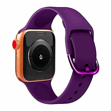 Imagem de Pulseira Silicone Moderna compatível com Apple Watch 45mm 44mm e 42mm - Marca LTIMPORTS (Roxo - Tamanho S/M [P])