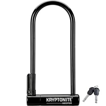 Imagem de Kryptonite Keeper Bike U-Lock, trava em U de segurança antifurto, manilha de aço de 12 mm com suporte de montagem e chaves, trava de alta segurança para bicicletas, scooters, preto
