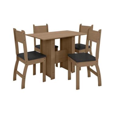 Imagem de Conjunto Mesa de Jantar Milano 1,08m com 4 Cadeiras  Carvalho/Preto - Poliman