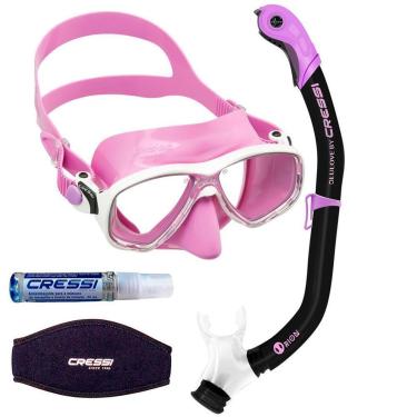 Imagem de Kit de Mergulho Máscara+Respirador Cressi Marea Color + Orion Dry + Anti Fog Sea Gold + Strap-Unissex