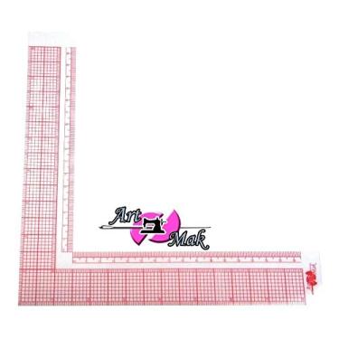 Imagem de Régua Modelagem Esquadro Lateral Flexível Costura 16cm 8 Pol