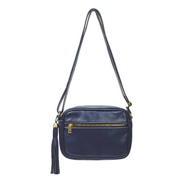 Imagem de Bolsa Pequena Feminina Transversal Tiracolo em Couro Legítimo (Azul)