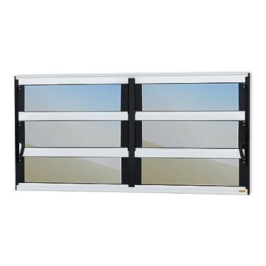 Imagem de Janela de Aluminio Basculante 2 Seções Elite Vidro Reflex 60cm x 120cm Brimak Mix Preto