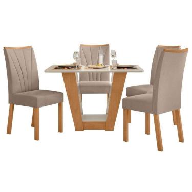 Imagem de Conjunto Mesa Apogeu 120cm Tampo Mdf/vidro 4 Cadeiras