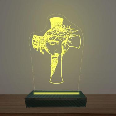 Imagem de Luminária Led 3d Jesus Na Cruz Abajur Luxo