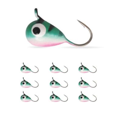 Imagem de MUUNN 10 peças 0,20 g - 4,40 g multicolorido brilho tungstênio pesca no gelo, 2,7 mm - 7 mm, anzol Hayabusa para pesca no gelo no inverno 4,0 mm
